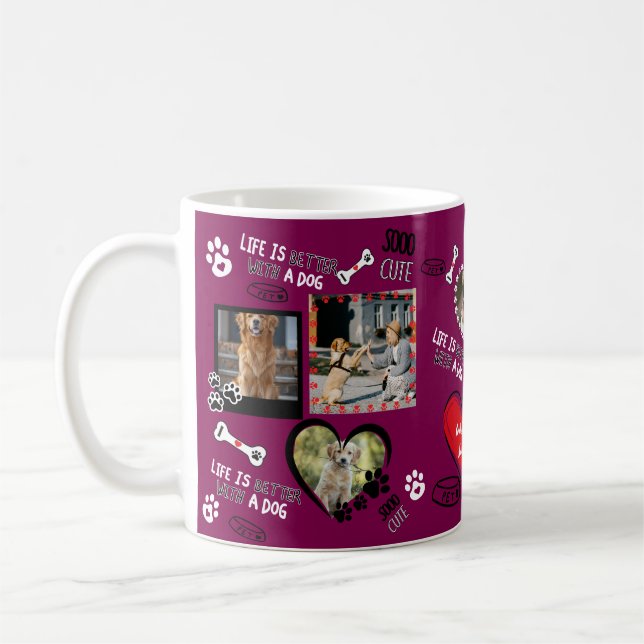 Anpassningsbar Hund Mugg, Personlig Hund Photo Kaffemugg (Vänster)
