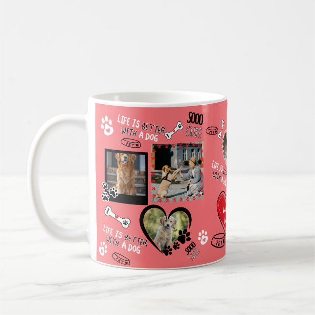 Anpassningsbar Hund Mugg, Personlig Hund Photo Kaffemugg (Vänster)