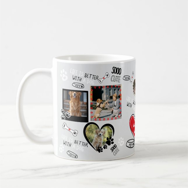 Anpassningsbar Hund Mugg, Personlig Hund Photo Kaffemugg (Vänster)