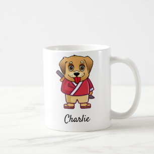 Anpassningsbar Hund Namn Cute Samurai Pet Kaffemugg