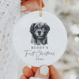 Anpassningsbar Hund Namn får min första jul Julgransprydnad Keramik