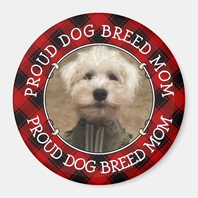 Anpassningsbar Hund Pappa Photo Ram Red & Black Pl Magnet (Framsidan)