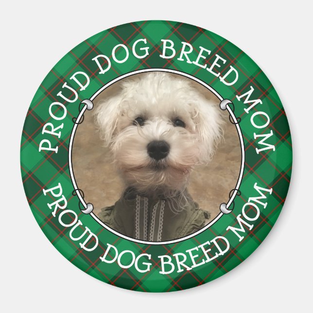 Anpassningsbar Hund Pappa Photo Ram Red & Grönt Pl Magnet (Framsidan)