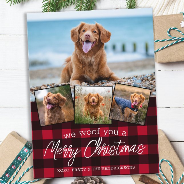 Anpassningsbar Hund Pet Photo Collage Red Buffalo  Helg Vykort (Skapare uppladdad)