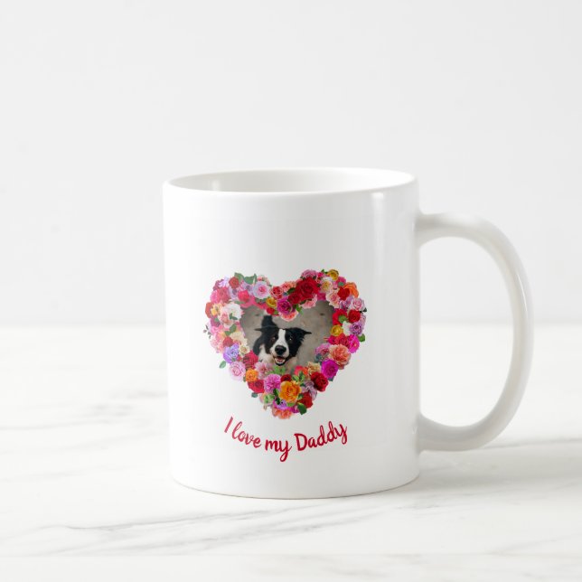 Anpassningsbar Hund / Pet Photo Fars dag Ro Heart Kaffemugg (Höger)