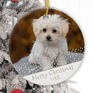Anpassningsbar Hund Pet Photo jul Helgdag Keepsak Julgransprydnad Keramik