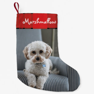 Anpassningsbar Hund Pet Red Flanals Helgdag Liten Julstrumpa