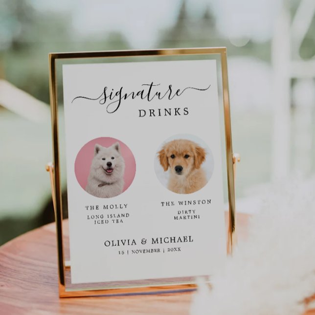 Anpassningsbar Hund Pet-tecken Pub | Namnteckning  Inbjudningar (Custom Dog Bar Pet Sign | Signature Drinks Wedding Invitation)
