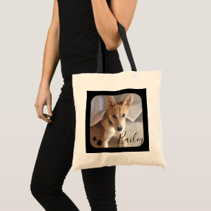 Anpassningsbar Hund Photo and Namn Pet Supply Tote Tygkasse