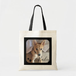 Anpassningsbar Hund Photo and Namn Pet Supply Tote Tygkasse