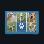 Anpassningsbar Hund Photo Collage Blue Pet Paw Pri<br><div class="desc">Den här vackra hund för fotokollage i anpassningsbar är personlig med det vackra bilder av din söta valp. Anpassa den här personligen med fem favoritfoton från ett sött blått fält med en vit söt och hund namn i mitten.</div>