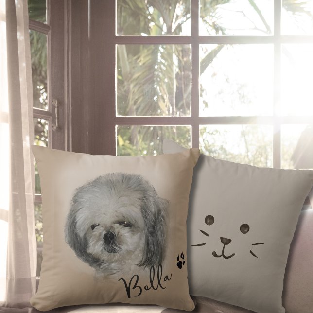 Anpassningsbar Hund Photo Image personlig Dekorati Kudde (Custom Dog Photo Image personalized Throw Pillow)