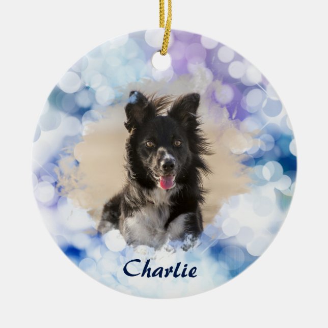 Anpassningsbar Hund Photo jul Ornament (Framsidan)