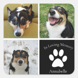Anpassningsbar Hund Photo Memorial Collage Pet Kee Fyrkantigt Klistermärke