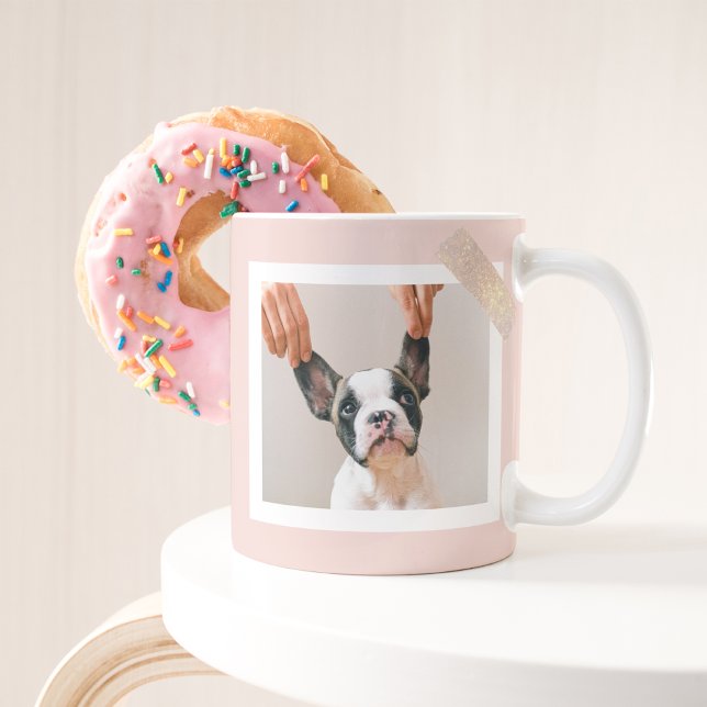 Anpassningsbar Hund Photo Mugg med Pastel Rosa Ram (Skapare uppladdad)