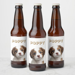 Anpassningsbar Hund Photo & Namn Beer Label Ölflaska Etikett