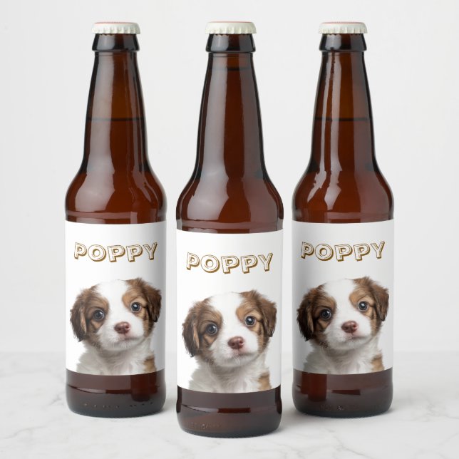 Anpassningsbar Hund Photo & Namn Beer Label Ölflaska Etikett (Flaskor)