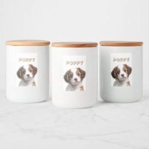 Anpassningsbar Hund Photo & Namn Food Container La Mat Etikett