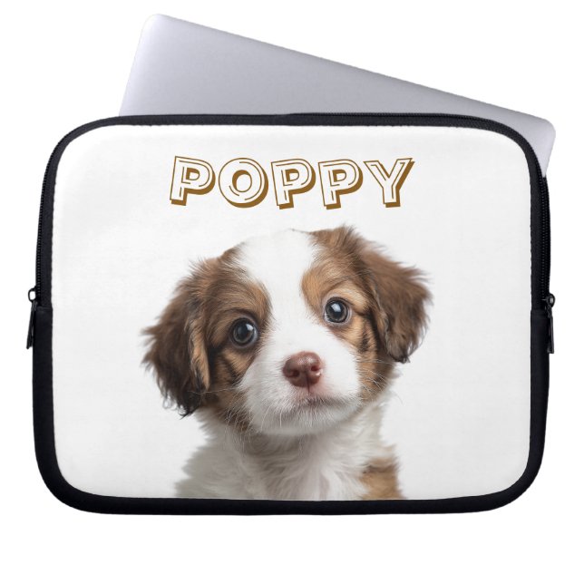 Anpassningsbar Hund Photo & Namn Laptop sleeve (Framsidan)