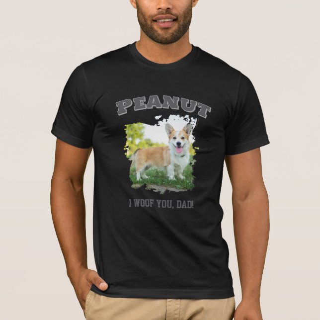 Anpassningsbar Hund Photo Namn T-Shirt - "I Woof Y (Framsida)