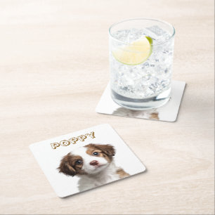 Anpassningsbar Hund Photo Papper Underlägg - Perso Kvadrat