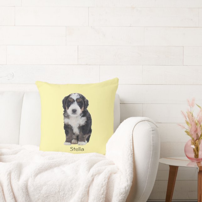 Anpassningsbar Hund Photo - Pastel Gult med Pet Na Kudde (Soffa)