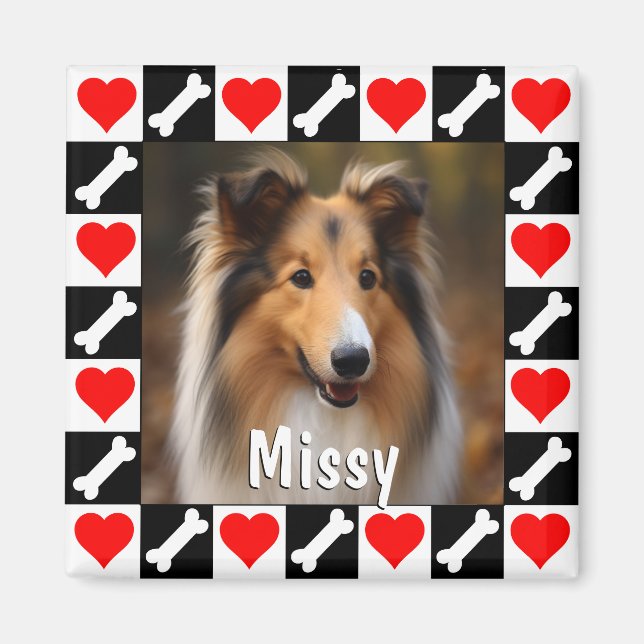 Anpassningsbar Hund Photo Personlig Bild och Namn Magnet (Framsidan)