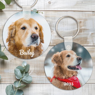 Anpassningsbar Hund Photo Pet Personlig Namn & Dat Nyckelring