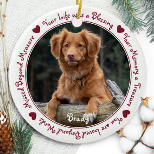 Anpassningsbar Hund Photo Red Pet Memorial Julgransprydnad Keramik