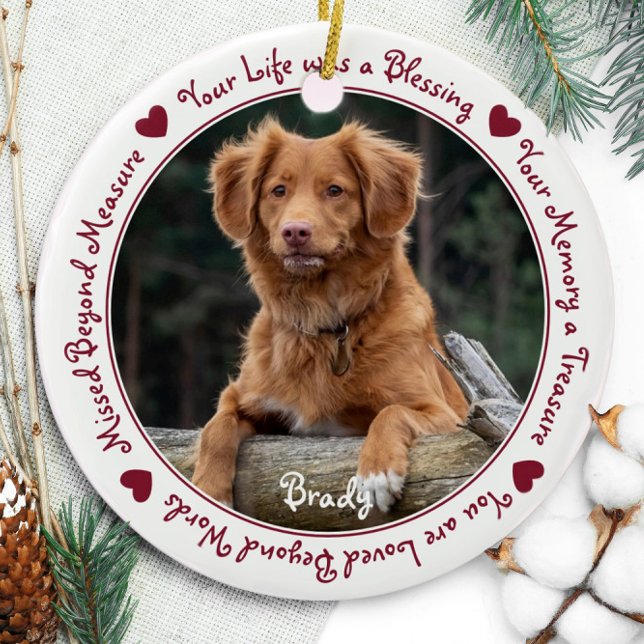 Anpassningsbar Hund Photo Red Pet Memorial Julgransprydnad Keramik (Skapare uppladdad)