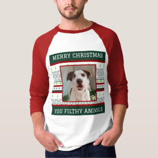 Anpassningsbar Hund Photo Ugly jul Shirt Funny T
