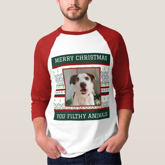 Anpassningsbar Hund Photo Ugly jul Shirt Funny T (Framsida)