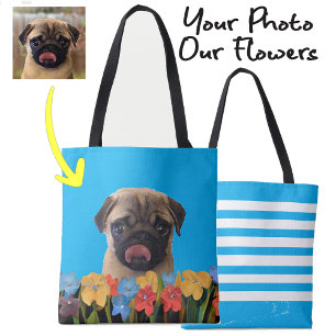 Anpassningsbar Hund Puppy Photo Colorful Vår blomm Tygkasse