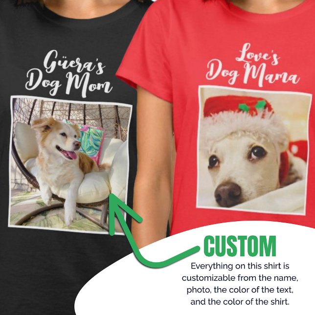 Anpassningsbar Hund Shirt med Personlig Photo T (Custom Dog Mom Shirt with Personalized Photo)