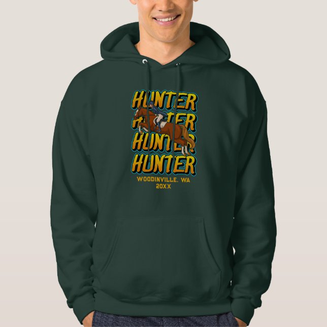 Anpassningsbar Hunter Horse-händelse eller platsda Hoodie (Framsida)