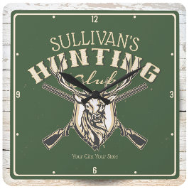 Anpassningsbar Hunter NAMN Hjort Trophy Rifle Hunt Fyrkantig Klocka