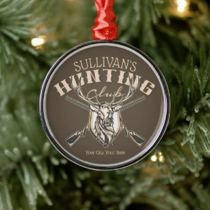 Anpassningsbar Hunter NAMN Hjort Trophy Rifle Hunt Julgransprydnad Metall