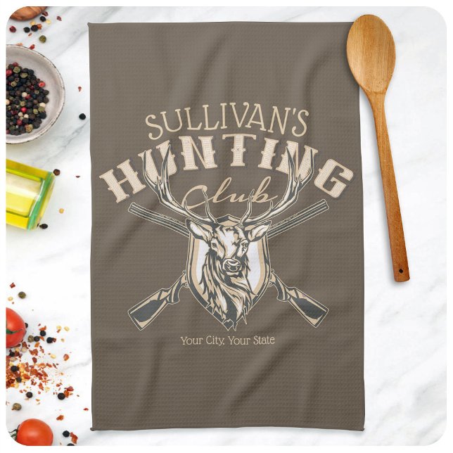 Anpassningsbar Hunter NAMN Hjort Trophy Rifle Hunt Kökshandduk (Skapare uppladdad)