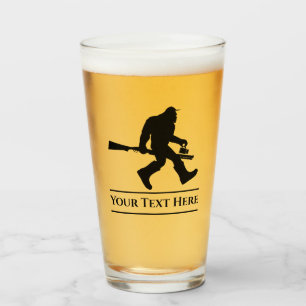 Anpassningsbar Hunting Sasquatch Funny Beer Glass Glaskopp