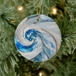 Anpassningsbar Hurricane Blue White Julgransprydnad Keramik