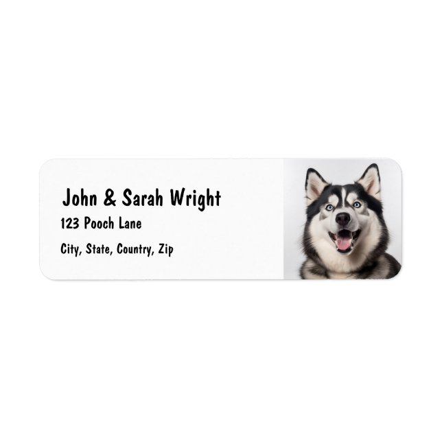 Anpassningsbar Husky Malemute Hund-adressetikett Returadress Etikett (Framsidan)