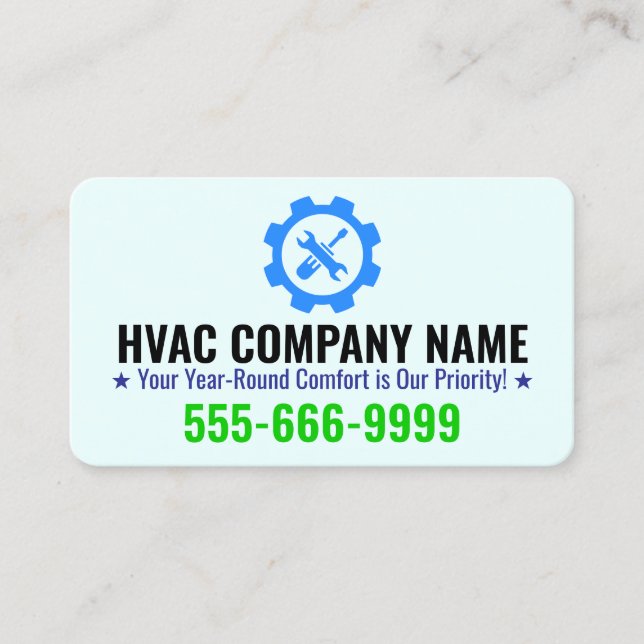 Anpassningsbar HVAC- Logotyp & Slogan för uppvärmn Visitkort (Framsida)