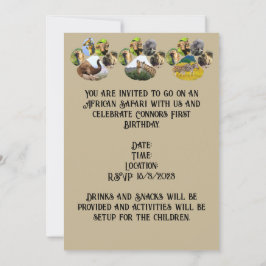 Anpassningsbar i African Wildlife Pawprint Collage Inbjudningar