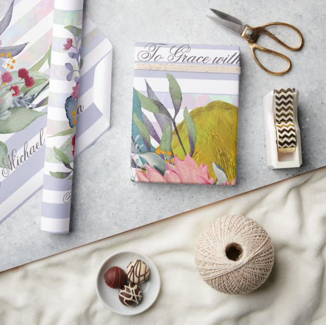 Anpassningsbar i Blommigt med vattenfärg i Kärlek, Presentpapper (Hantverk)