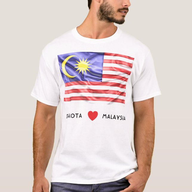 Anpassningsbar I Heart-Flagga i Malaysia Tee Shirt (Framsida)