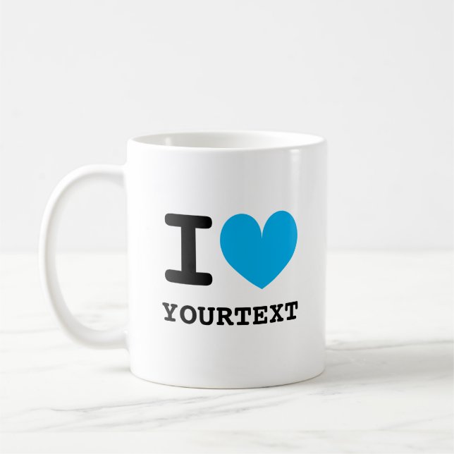 Anpassningsbar I hjärtkaffe mugg med blått kärlek  (Vänster)