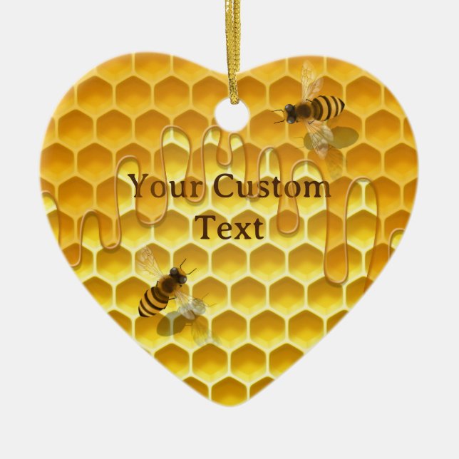 Anpassningsbar i Honeybees Honeycomb Julgransprydnad Keramik (Framsidan)