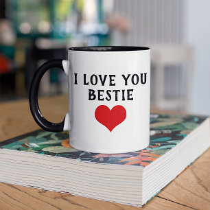 Anpassningsbar I Kärlek Bestie Text Cute Red Heart Mugg