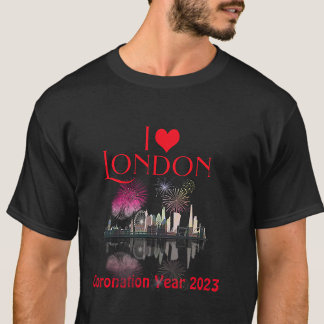 Anpassningsbar I Kärlek London Skyline Fireworks S T Shirt