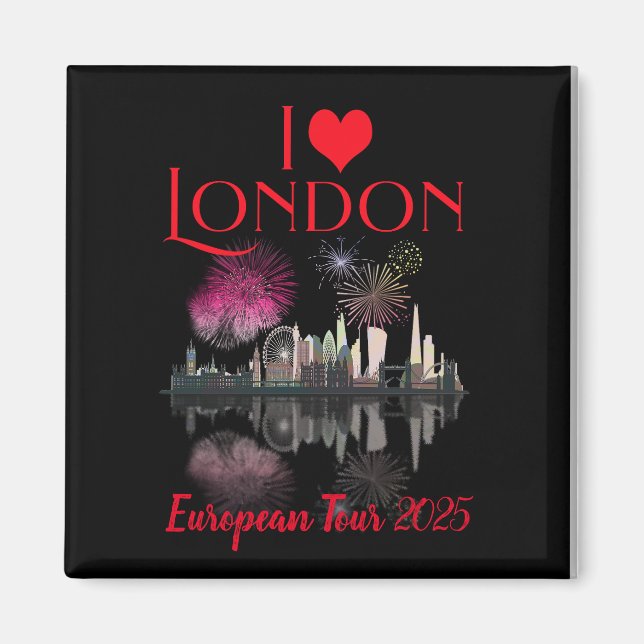 Anpassningsbar I Kärlek London Skyline Kung Corona Magnet (Framsidan)